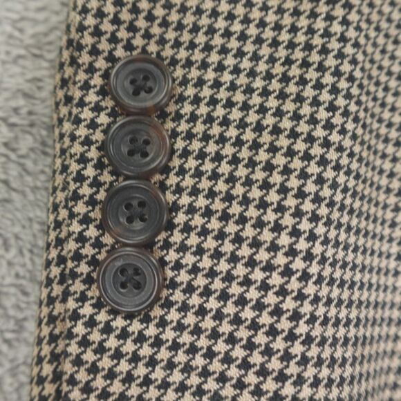 Hickey Freeman Sport Coat Mens 40R Houndstooth‎ Tan Black Silk Camel USA Blazer - Picture 13 of 16